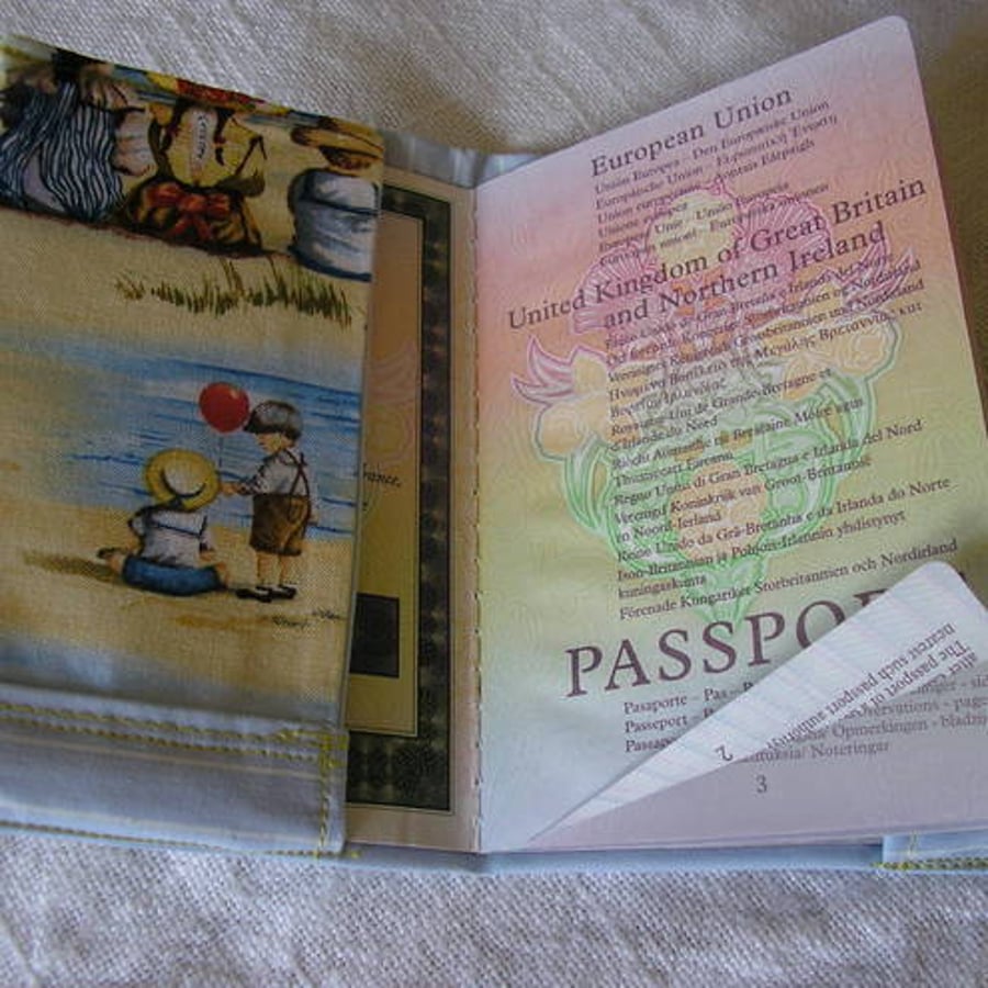 Passport cover beach print fabric