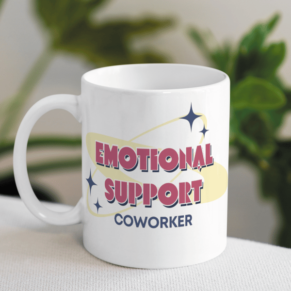 Emotional Support Coworker - Funny Joke Work Mug, Friend Colleague Small Gift 