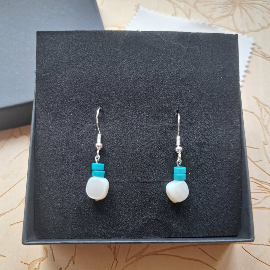 Turquoise and Shell Earrings 