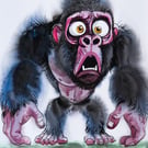 Gorilla Watercolour Painting – Original Still Life – Fun & Delightful