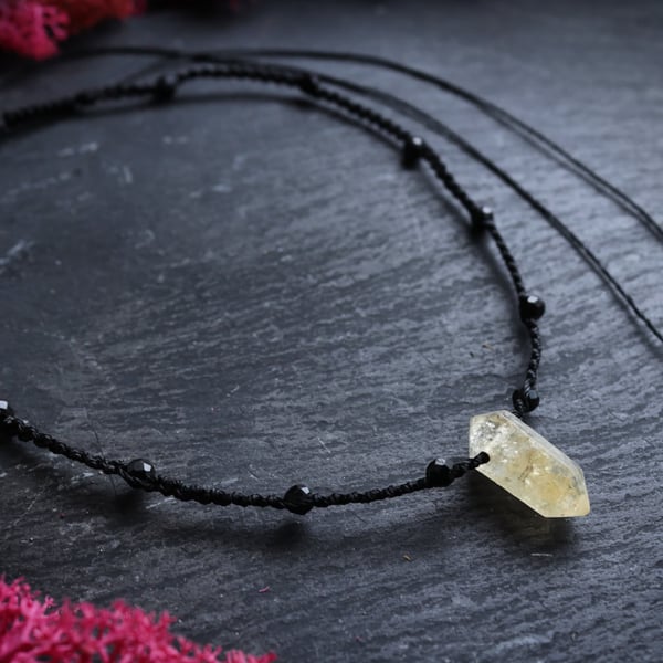 Women's adjustable necklace with Tourmaline and Citrine