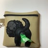 Embroidered Spaniel Fawn faux leather dog poo bag ,dog walking,