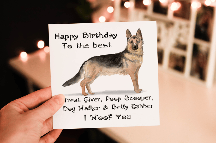 German Shepherd Dog Birthday Card, Dog Birthday Card, Personalized