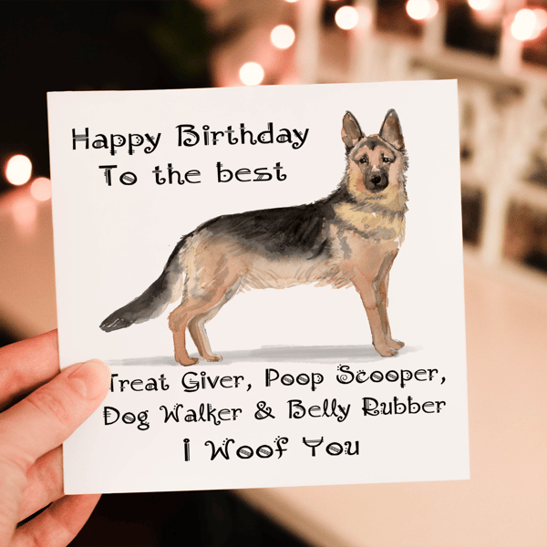 German Shepherd Dog Birthday Card, Dog Birthday Card, Personalized