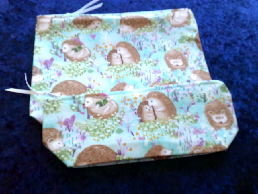 Set of Two Hedgehog Zip Top Bags