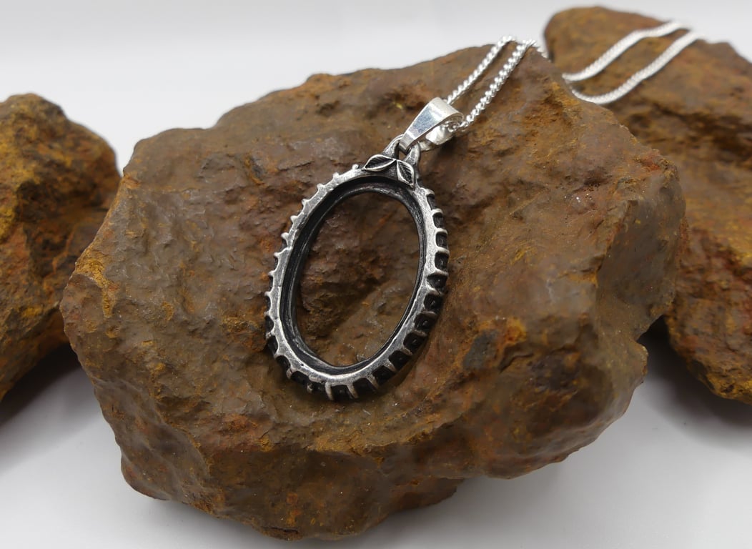 Recycled Sterling Silver Empty Frame Pendant Necklace.