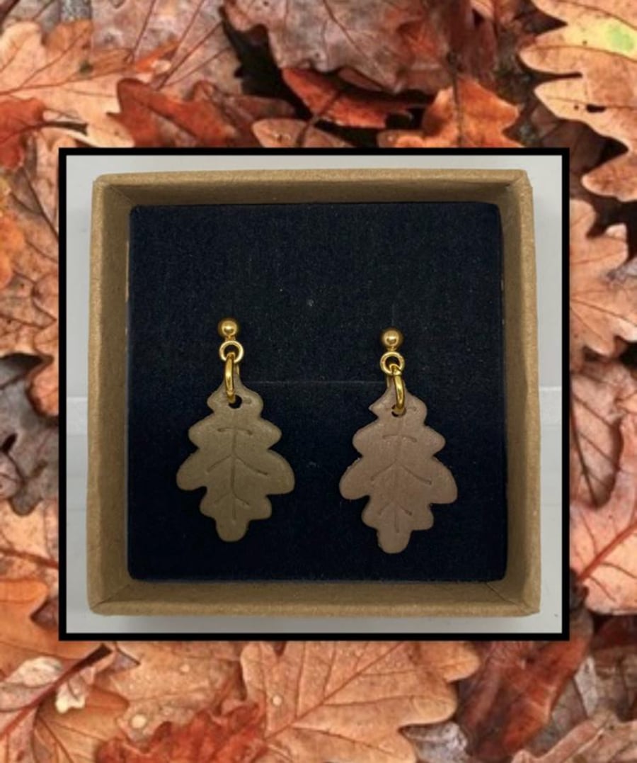 Outlet Fallen oak leaves drop studs