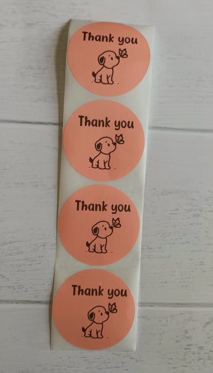 50 'Thank You' Puppy Thermal Printed Stickers (70P)