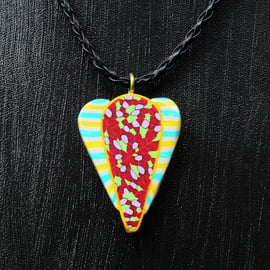 Colourful Space Petal Pendant - Unusual and Unique - On Black Cord.