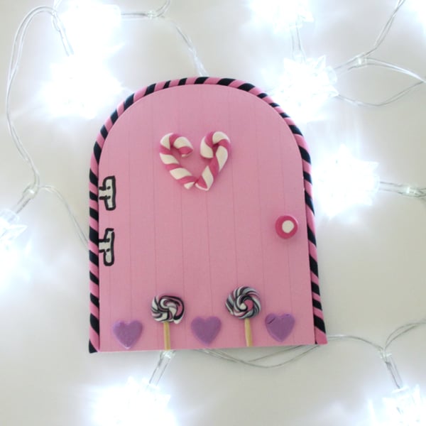 Retro Fairy or Elf Door PINK & BLACK THEME