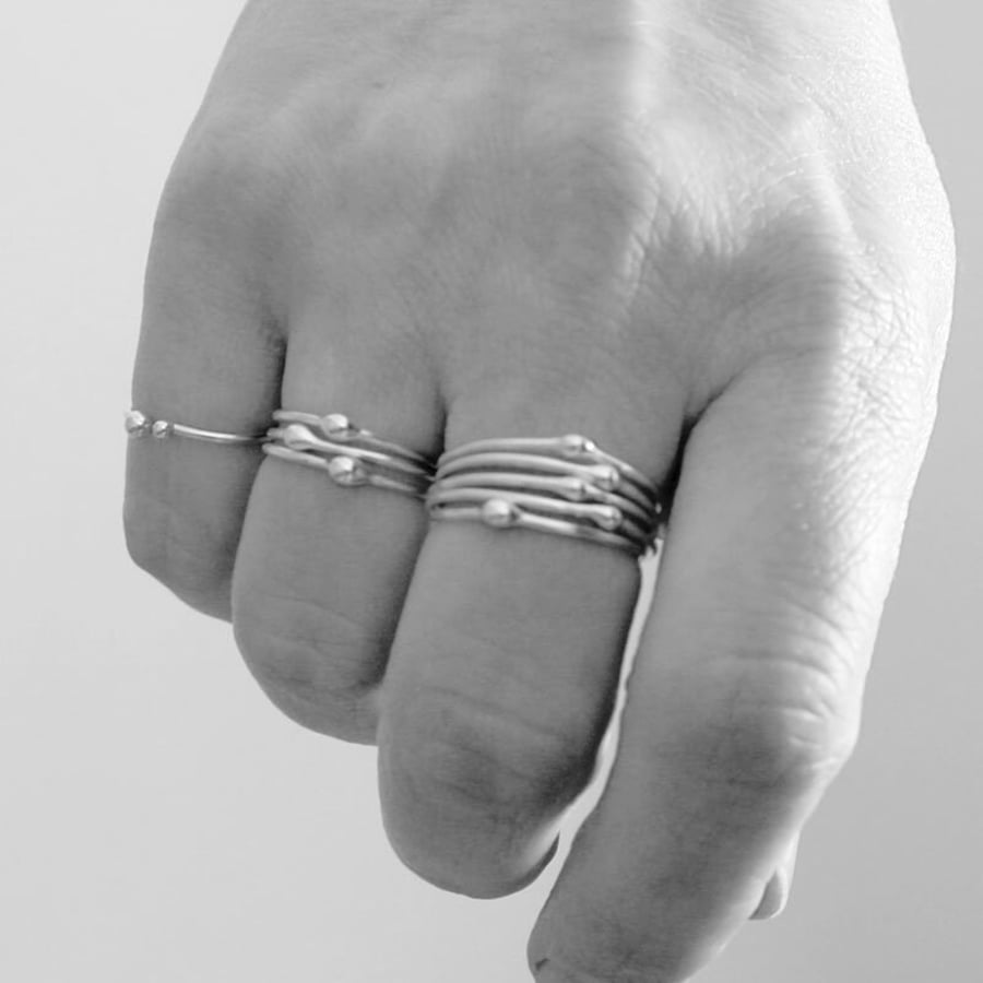 Stacking Ring Set - Silver Stacking Rings - Elegant Set of 5 Stackable Rings