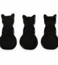 Pack of 3 larger black cats made with Bullseye 90coe glass, halloween