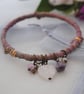 Sari bangle charm bracelet set with rose quartz heart in heather  - Image 3