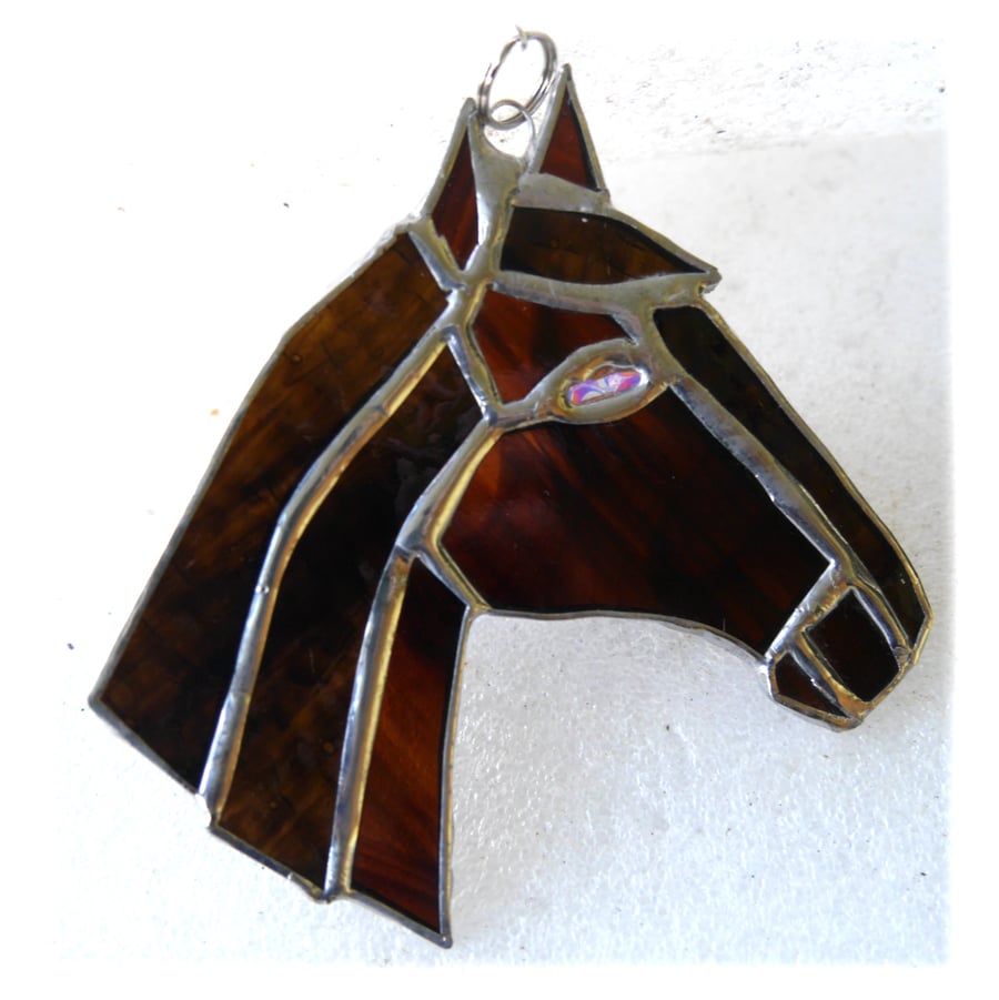 Horse Suncatcher Stained Glass Horsehead Brown 
