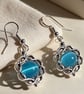 A Message in a Bottle -Blue Cats Eye Earrings - Image 2