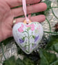Sweet pea hand-painted ceramic heart ornament - Image 5