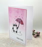 Get Well Card - cards, handmade, panda, umbrella, raindrops, pink - Image 2