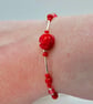 Bamboo Coral Bracelet, Carved Rose & Sterling Silver, Birthday, Anniversary Gift - Image 5
