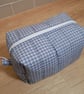 Boxed toiletry bag in blue and white checks  - Image 2