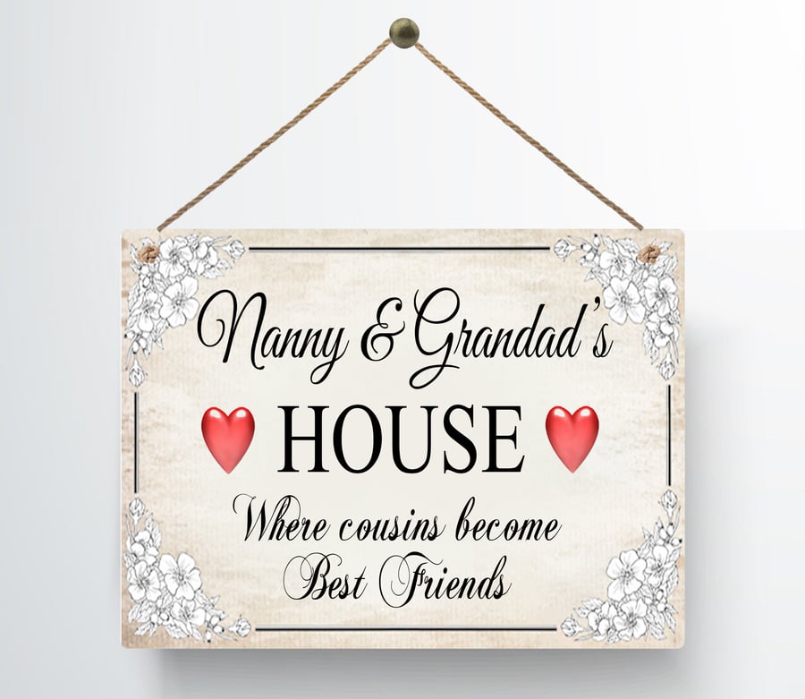 Personalised Plaque Nan Grandma Gran Nanny & Grandad 's House Sign Cousins Gift
