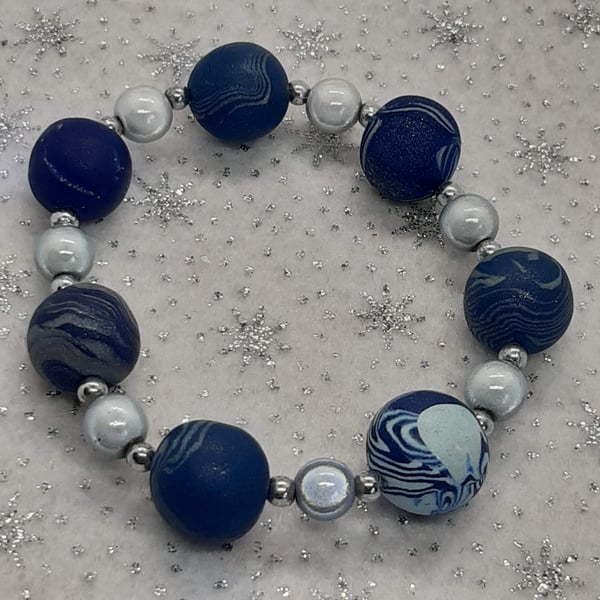 Pretty blue polymer clay bracelet