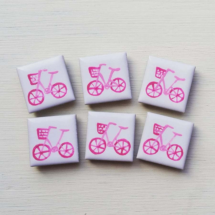 Pink Bike Magnet, Fridge Magnet, Bicycle, Cycling, Gifts for Girls, Cyclist, 