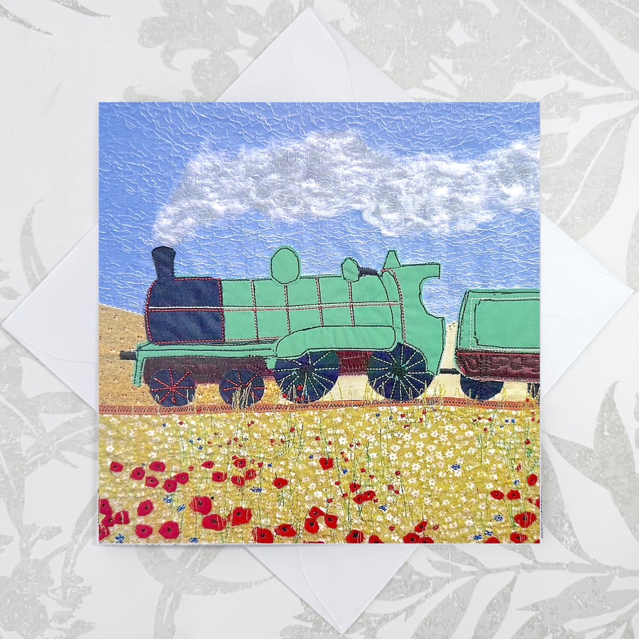 Steam Engine train birthday card