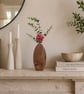 Reclaimed Wooden Bud Vase - Handmade Artisan Home Décor with Faux Flowers