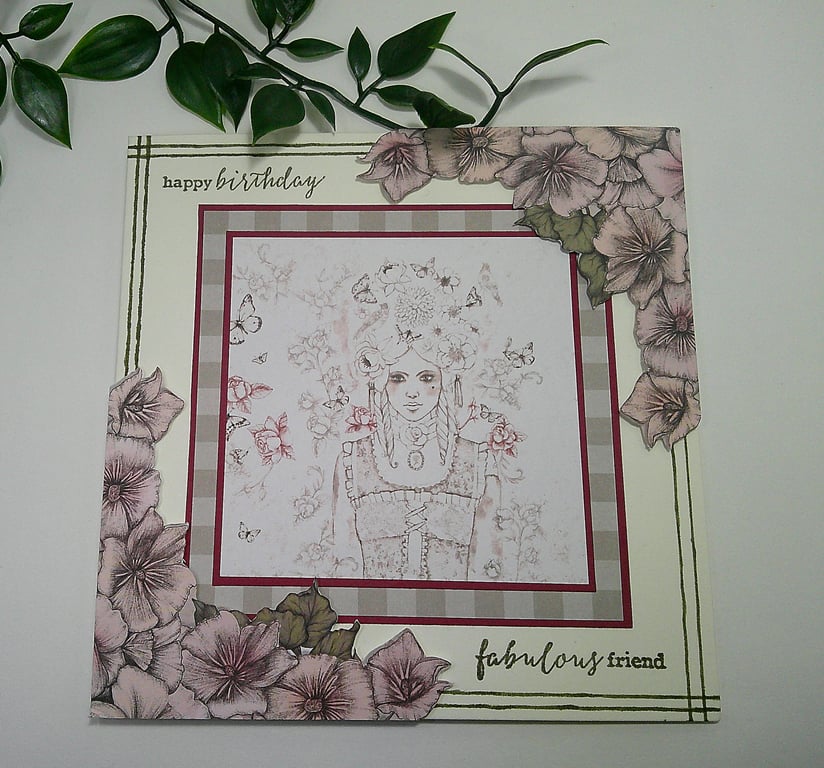 Vintage Boho Birthday Card - Fabulous Friend