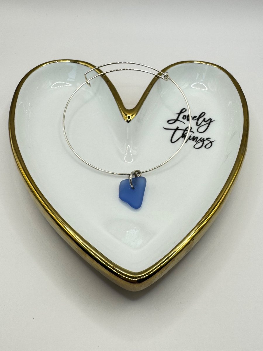 Sterling Silver Sea Glass Bangle Bracelet