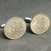 Lucky silver sixpence cufflinks