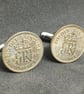 Lucky silver sixpence cufflinks - Image 1