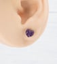 Purple glitter small heart studs, Hypoallergenic titanium posts - Image 2
