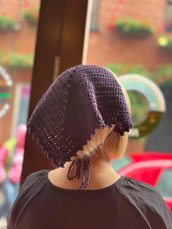 Purple Crocheted Bandana