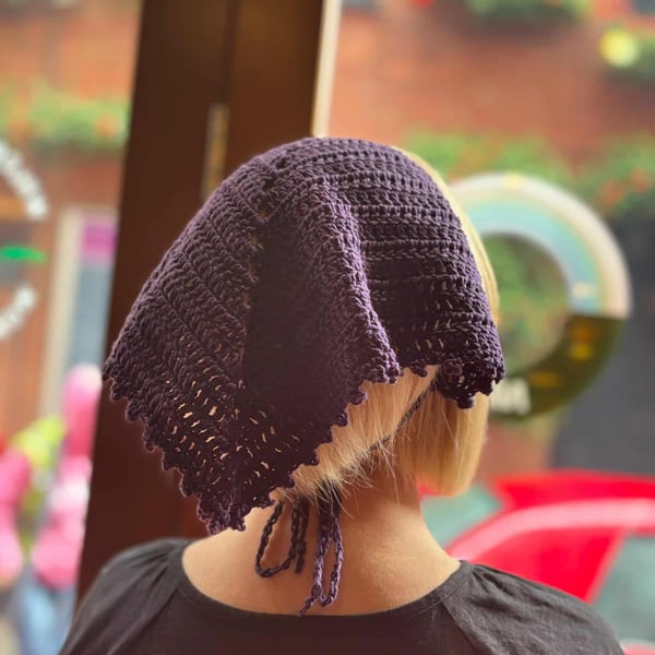 Purple Crocheted Bandana