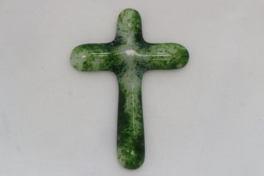 Handmade cast glass holding cross - Renewal