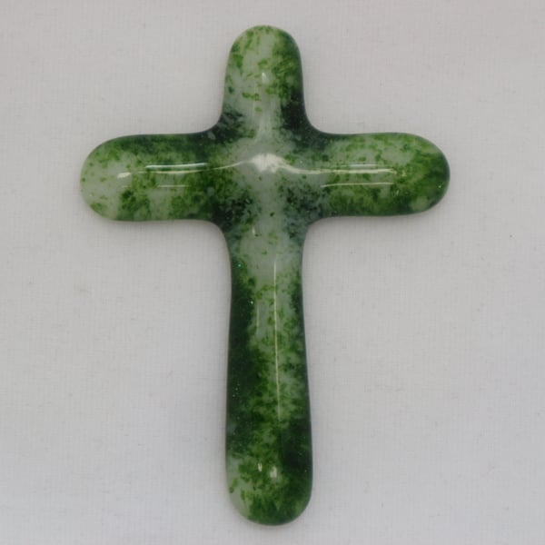 Handmade cast glass holding cross - Renewal