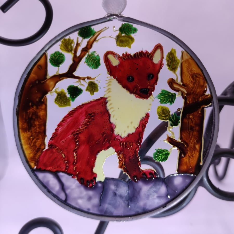 Handmade glass painted window hanging or Christmas tree bauble