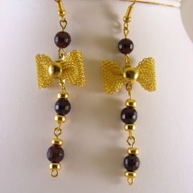 Garnet Bow Earrings