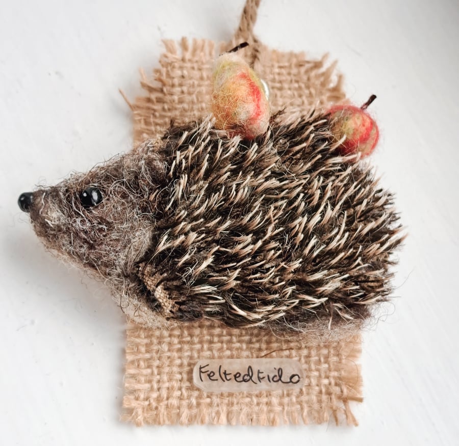 Needle Felted Hedgehog Brooch 