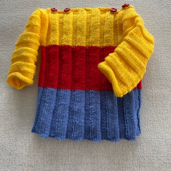 Three colour ribbed jumper