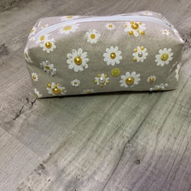 Handmade make up bag, zipper pouch with gems.