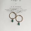 Golden Hoops with Aventurines - drop earrings - moss green gem stones and brass 
