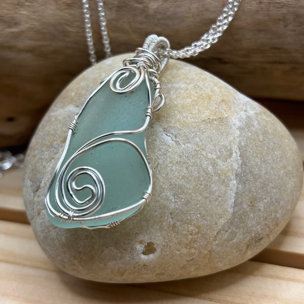 Scottish Sea Glass Pendant, Unique design 