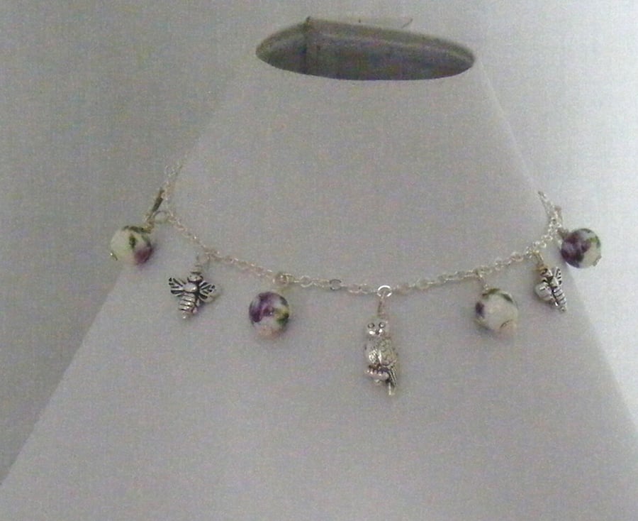 Handmade Purple Rose Anklet