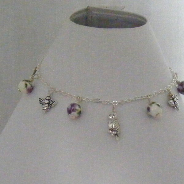 Handmade Purple Rose Anklet