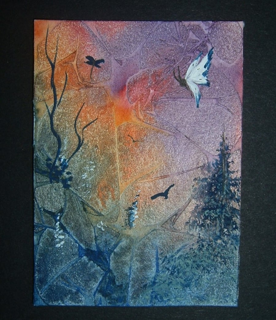aceo art painting fantasy original watercolour butterfly ref 272
