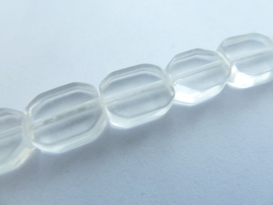 SALE clear octagon glass beads