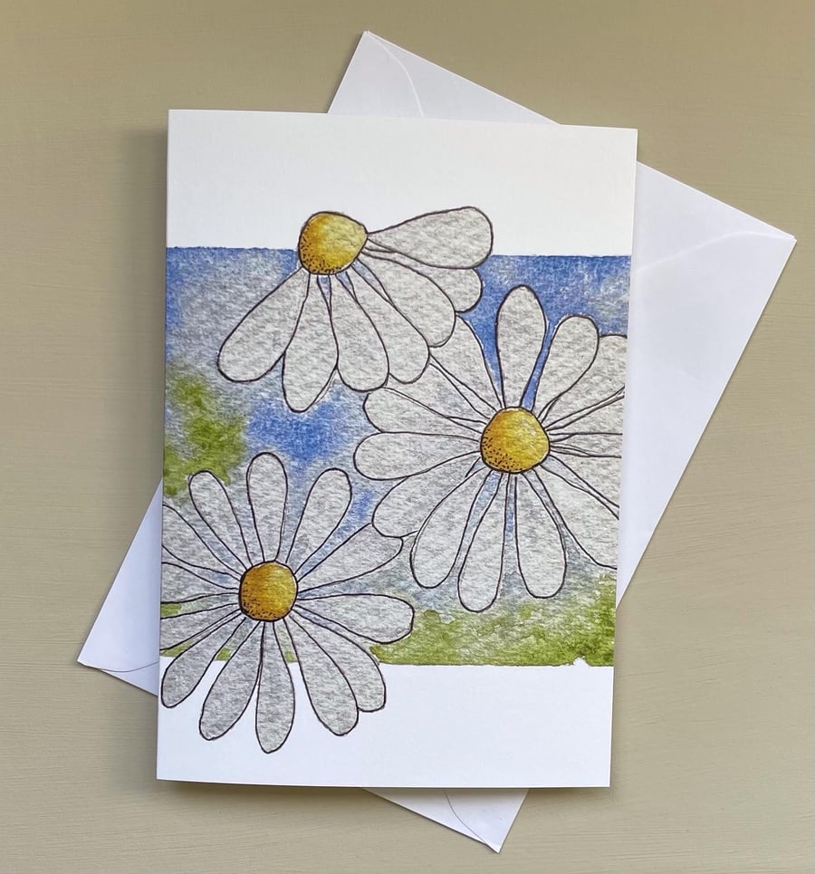 Daisy blank floral greeting card or notecard.