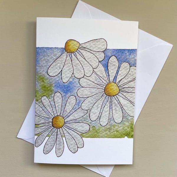 Daisy blank floral greeting card or notecard.